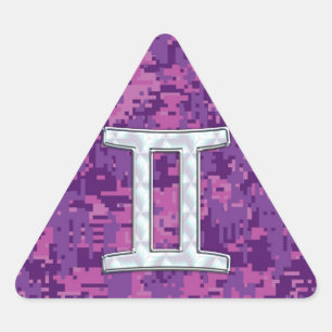 Sticker Triangulaire Camouflage numérique symbole du zodiaque Gémeaux c