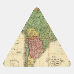 Sticker Triangulaire Carte 1826 de l'Amérique du Sud de cru par Anthony