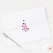 Sticker Triangulaire Cartoon T-Rex Dinosaur Mignonne Et Rose En Colère (Enveloppe)