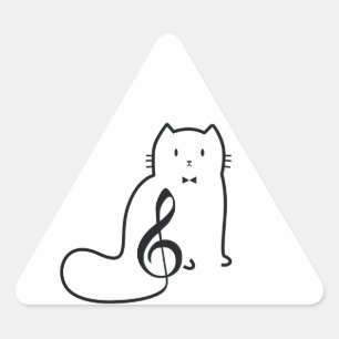 STICKER TRIANGULAIRE CAT ET MUSIQUE NOTE