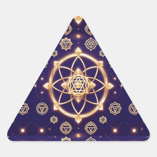 Sticker Triangulaire Celestial Geometry of Light — Sacred Pattern (Devant)