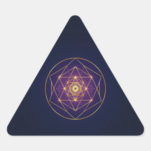 Sticker Triangulaire Celestial Golden Mandala — Balance in the Infinite (Devant)