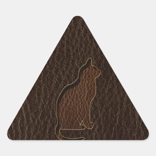 Sticker Triangulaire Chat en cuir foncé (Devant)