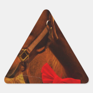 Sticker Triangulaire Cheval avec Bow rouge