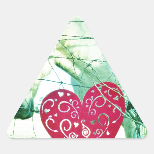 Sticker Triangulaire Cheval Blanc Coeur Rouge Saint Valentin (Devant)
