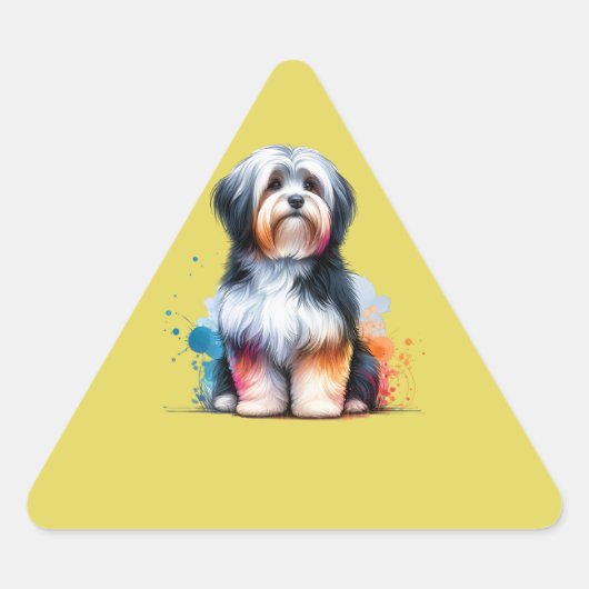 Sticker Triangulaire Chien Havanais (Devant)