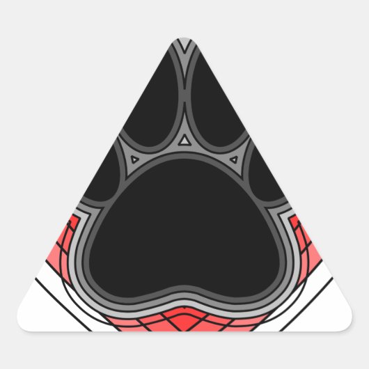 Sticker Triangulaire Chien Paw Dans Le Coeur Rouge Avec Les Outlines (Devant)