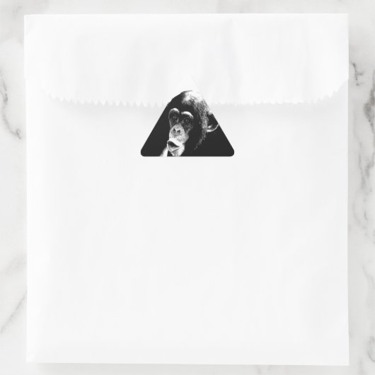 Sticker Triangulaire Chimpanzé noir blanc (Sac)