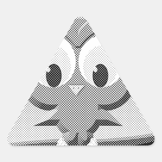 Sticker Triangulaire Chouette À Papier En Noir Et Blanc (Devant)