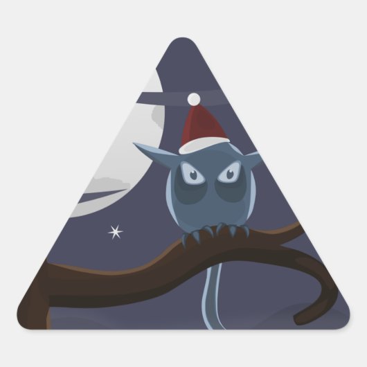Sticker Triangulaire chouette de noël effrayant (Devant)