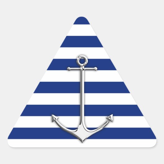 Sticker Triangulaire Chrome comme Ancre mince sur les rayures nautiques (Devant)