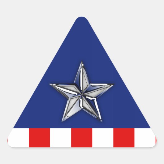 Sticker Triangulaire Chrome Comme étoile sur Festive Patriotic couleurs (Devant)