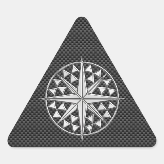 Sticker Triangulaire Chrome étoile nautique sur fibre de carbone (Devant)