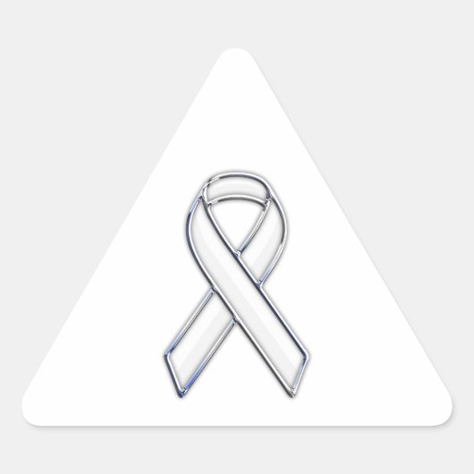 Sticker Triangulaire Chrome Style White Ribbon Awareness (Devant)