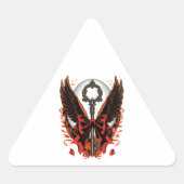 Sticker Triangulaire Clé de fond en velours gothique avec ailes et lune (Devant)