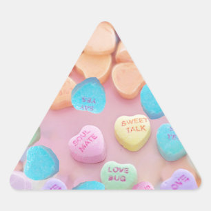 Sticker Triangulaire coeurs de bonbons valentines