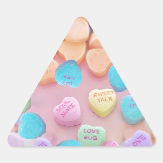Sticker Triangulaire coeurs de bonbons valentines (Devant)
