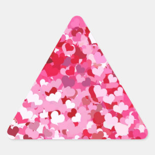 Sticker Triangulaire Cœurs de confettis roses