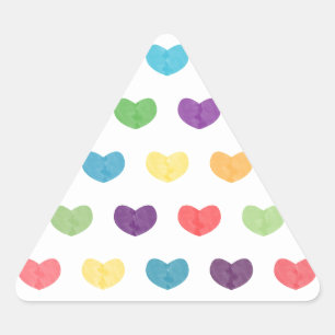 Sticker Triangulaire Coeurs mignons colorés VI