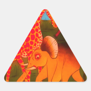 Sticker Triangulaire Coloré Africain animal sauvage couleurs safari
