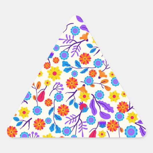 Sticker Triangulaire Colourful Exotic Floral Pattern-23146 (Devant)