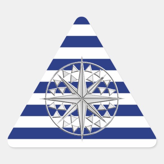 Sticker Triangulaire Compas de style Chrome sur les bandes Nautiques (Devant)