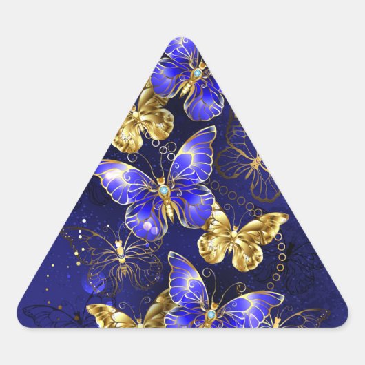 Sticker Triangulaire Composition avec papillons de saphir (Devant)