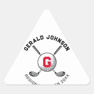 Sticker Triangulaire Conception de monogramme de golf élégant personnal