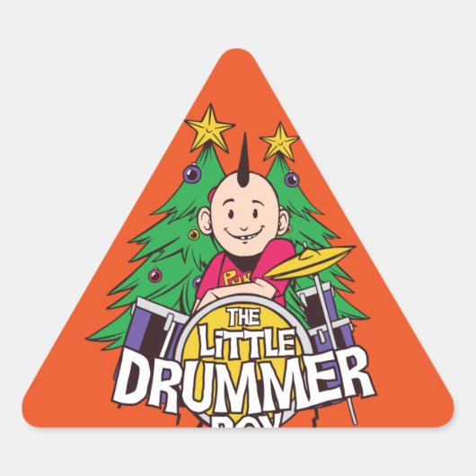 Sticker Triangulaire Conception de Noël de tambours drôles pour garçon (Devant)