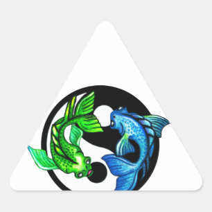Sticker Triangulaire Conception de Yin-Yang Koi