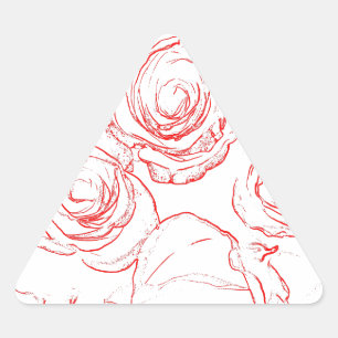 Sticker Triangulaire Contours de roses rouges