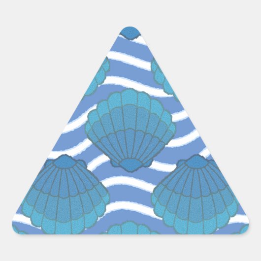 Sticker Triangulaire Coquillage vintage Et Motif Vagues (Devant)