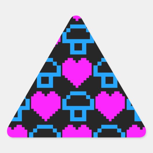 Sticker Triangulaire Corey Tiger Champignons Cœurs 8 bits 80s (Devant)