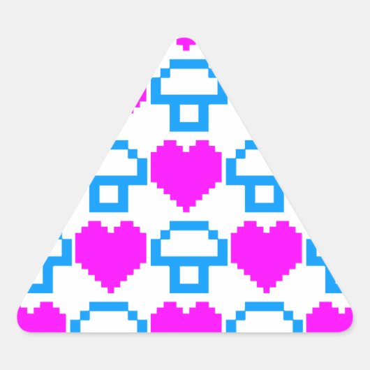 Sticker Triangulaire Corey Tiger Champignons Cœurs 8 bits 80s (Devant)