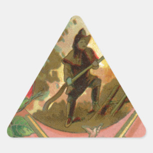 Sticker Triangulaire Couverture vintage des pompiers des années 1880
