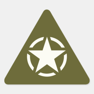 Sticker Triangulaire Crayon étoile Vintage sur le vert kaki