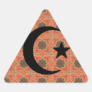 Sticker Triangulaire Croissant et étoile avec Arrière - plan en mosaïqu