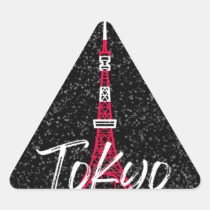 Sticker Triangulaire Croquis de la Tokyo Tower, Minato, Tokyo, Japon