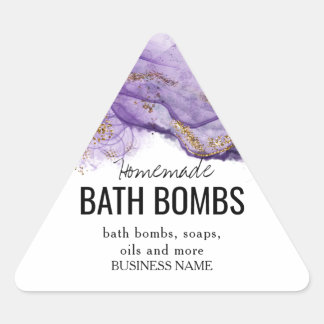 Sticker Triangulaire Custom Bath Bomb Label Template – Editable Logo & 