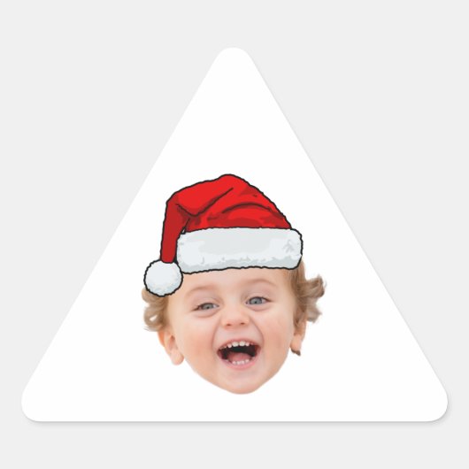 Sticker Triangulaire Custom Santa Hat Stickers, Face Photo Christmas (Devant)