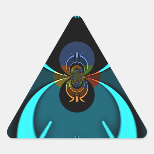 Sticker Triangulaire Cyan Abstrait Art Print (Devant)