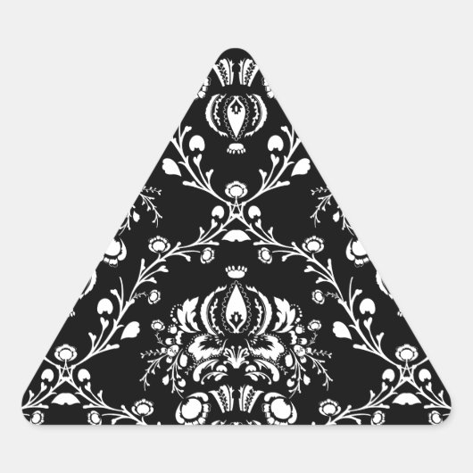 Sticker Triangulaire Damas noir et blanc (Devant)