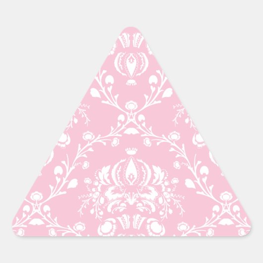 Sticker Triangulaire Damas rose et blanc (Devant)