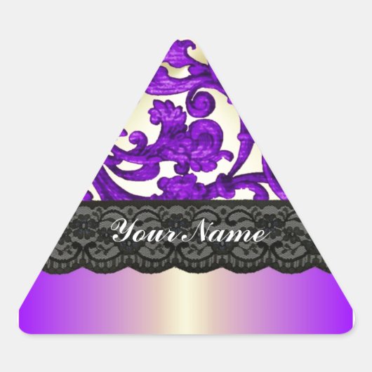 Sticker Triangulaire Dentelle pourpre et or damée (Devant)
