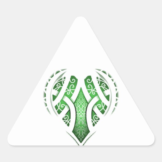 Sticker Triangulaire Design de tatouage cardiaque celtique (Devant)