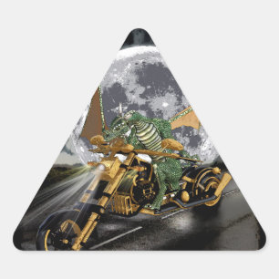 Sticker Triangulaire Dessin Dragon et Imaginaire Lune