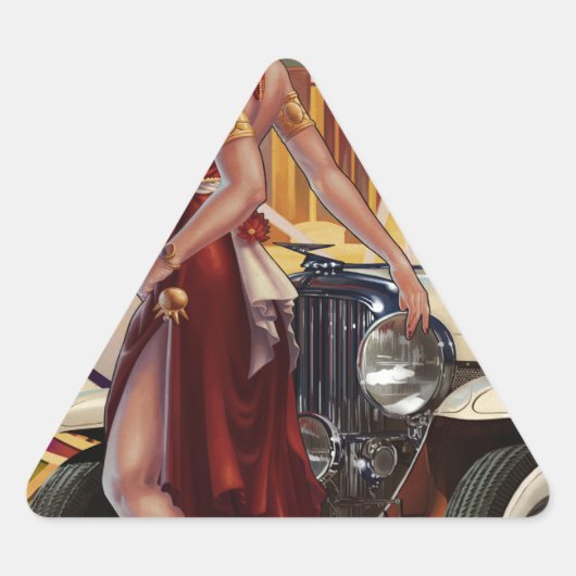 Sticker Triangulaire Detroit, Michigan | Ville automobile (Devant)