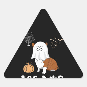 Sticker Triangulaire Don de chien Boo Corgi Chien Halloween