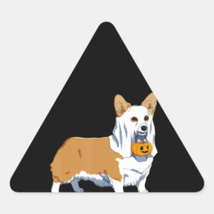 Sticker Triangulaire Don de chien   Drôle chien Citrouille de fantôme d