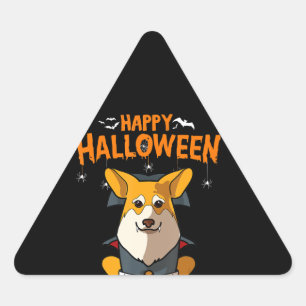 Sticker Triangulaire Don de chien joyeux alloween pembroke corgi